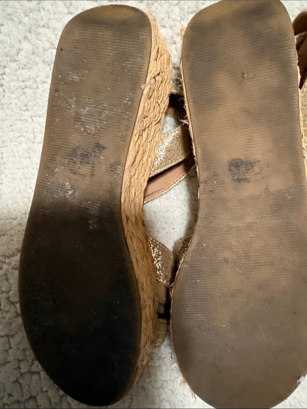 Chinese Laundry Gold Espadrille Platform Sandals with Ankle Strap
